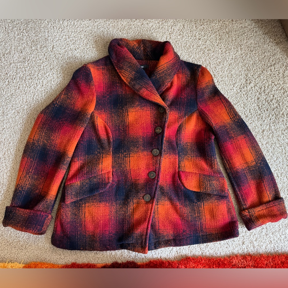 Womens Kial Plaid Button Front Fleece Jacket